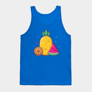 Pineapple, Orange With Watermelon Cartoon Tank Top